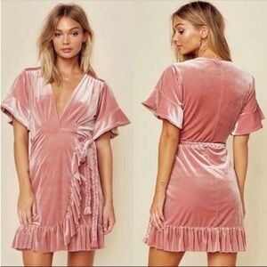 Misa Los Angeles Desma Velvet Wrap Dress XS